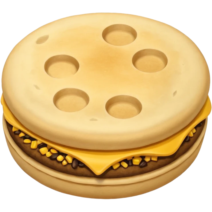 An arepa is a round, flat cake made from ground corn. It can be a simple side dish eaten with meals or a main dish when it's cut open and stuffed with a wide variety of fillings. Common fillings include shredded chicken and avocado, cheese, black beans, or meat.  emoji