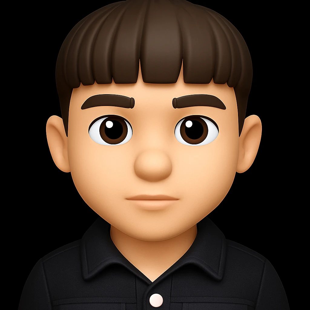 Change the boy's outfit to a black denim jacket with white buttons, keeping the 3D emoji style unchanged. The style should resemble Microsoft style 3D fluent emojis with a polished and dimensional look. emoji