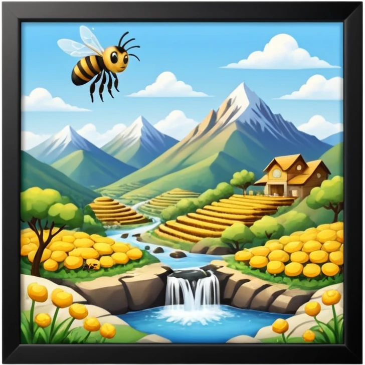 یک مزرعه زنبور عسل در دل کوه زیبا و با چشمه های فراوان در تولید کن emoji