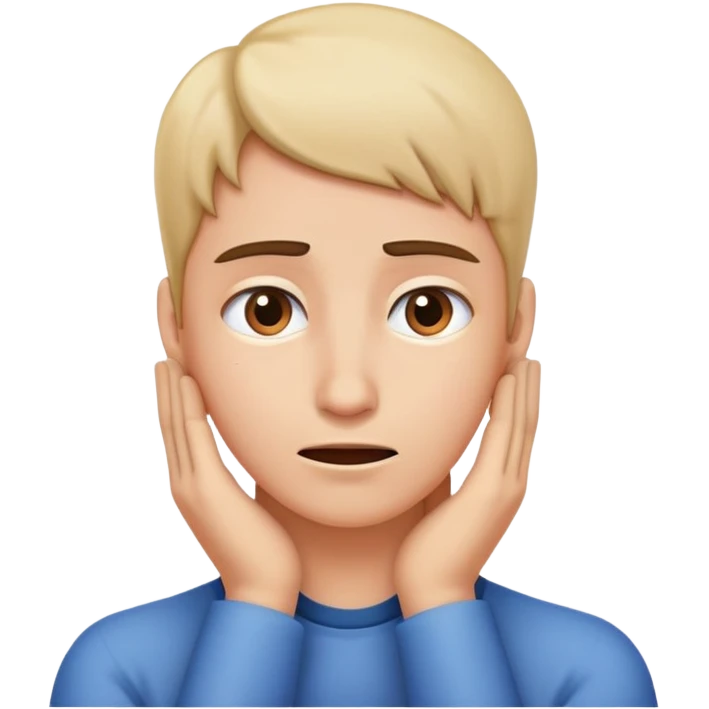 To hand on neck with a nervous face emoji