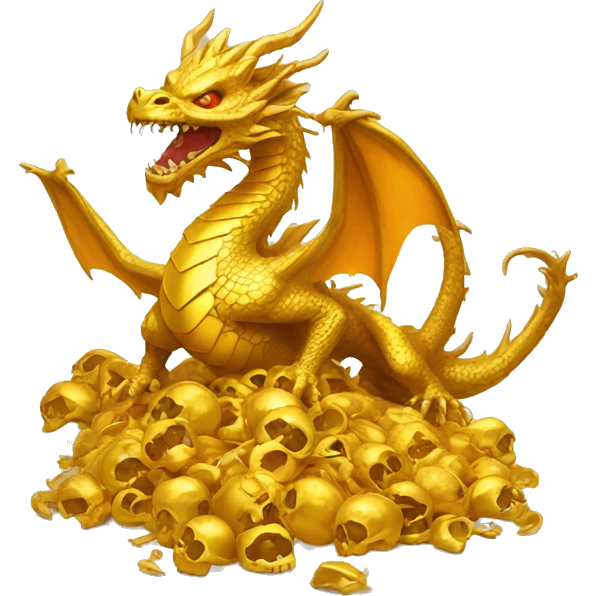 Golden dragon hoarding skulls emoji