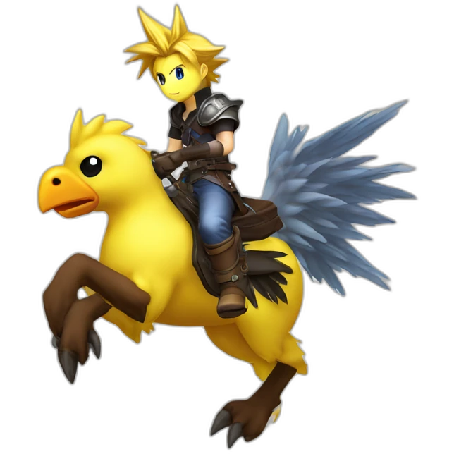 Cloud strife riding a chocobo emoji