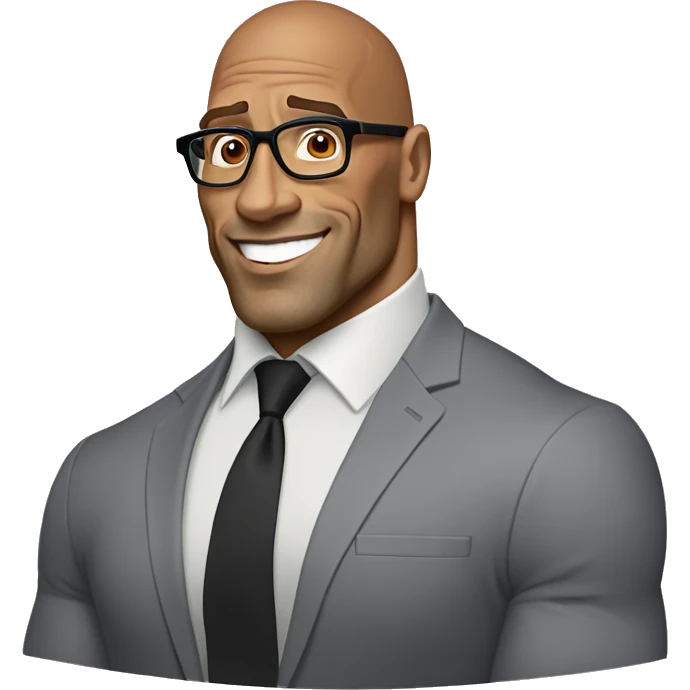 Dwayne the rock Johnson with a man with brown hair and glasses  emoji