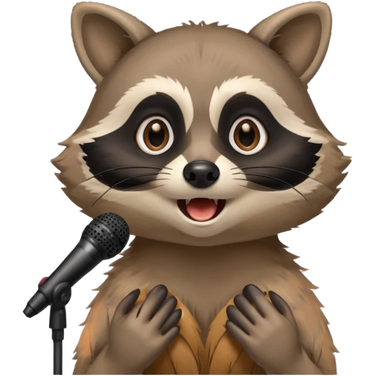 Racoon singing with mic  emoji
