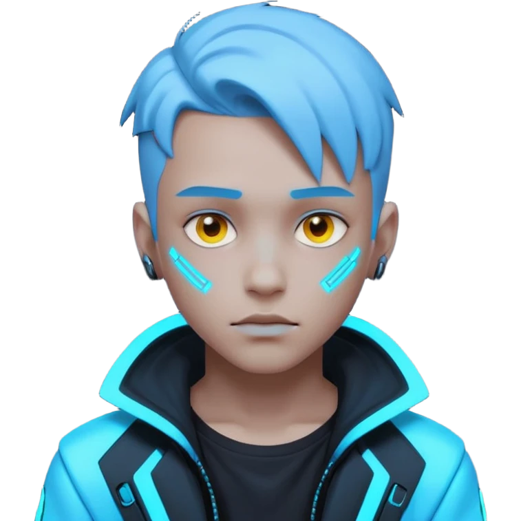 boy neon cyberpunk light blue emoji