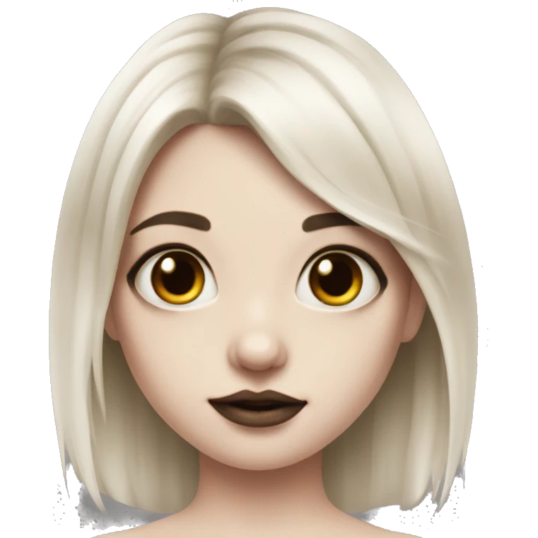 Hyperrealistic Pale girl with black hair arm tattoos emoji