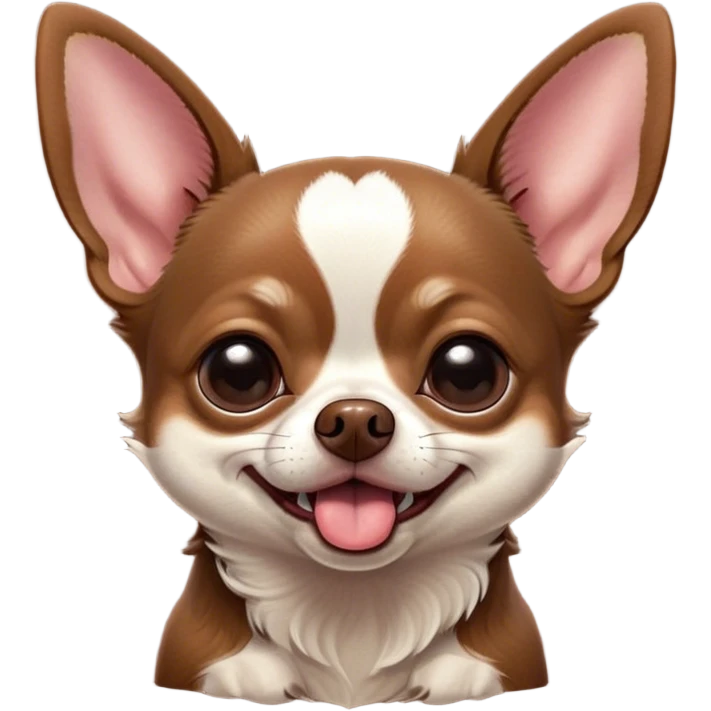 Cinematic Cute Yawning Chocolate Short Haired Chihuahua Portrait Emoji, Head tilted slightly with a dramatic, wide-open yawn, soft chocolate fur with a velvety texture, floppy ears slightly drooping, round dark eyes barely open in drowsy contentment, Simplified yet irresistibly adorable features, highly detailed, glowing with a soft, cozy glow, high shine, relaxed yet expressive, stylized with a touch of whimsy, bright and endearing, soft glowing outline, capturing the essence of a sleepy yet affectionate pup, so drowsy it feels like it could stretch right out of the screen and curl up for a nap! emoji