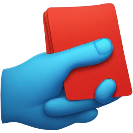two hands holding a red card emoji