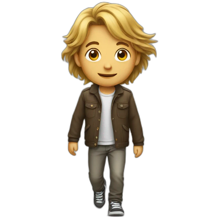 Walking boy with long hairs emoji