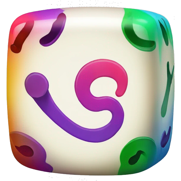 Colorful musical note on single dice emoji