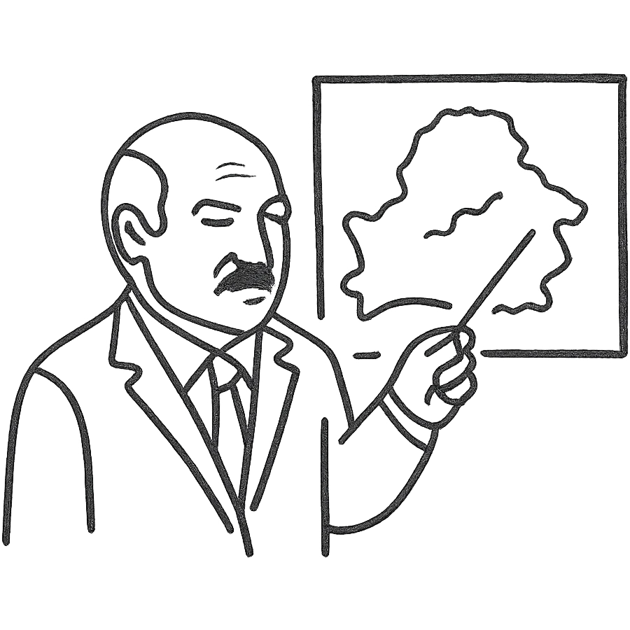 Лукашенко показывает на карте emoji