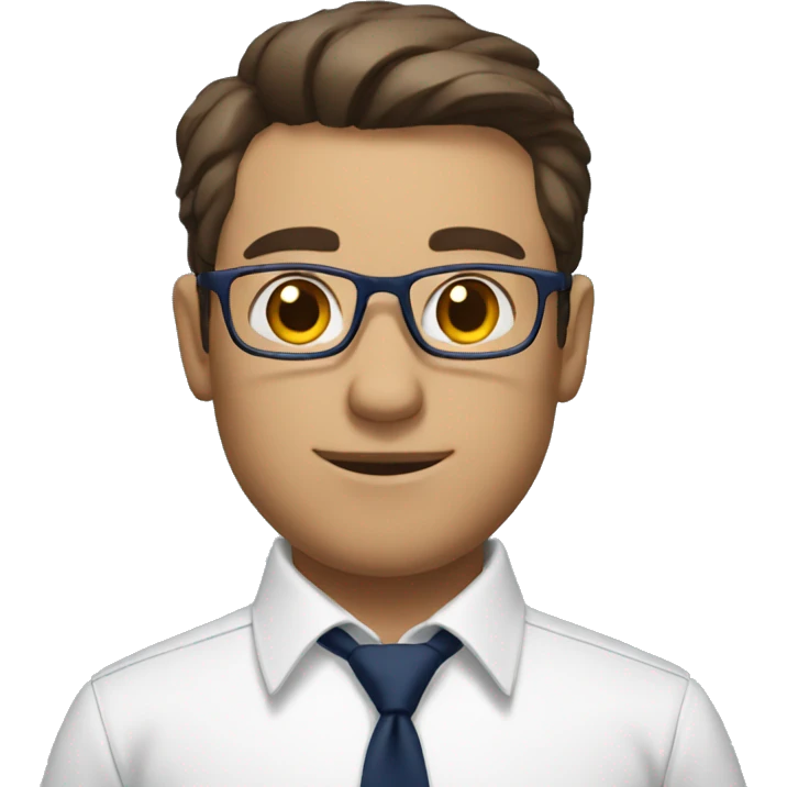 A modern man with glass white shirt and  navy blue tie and book in hand emoji