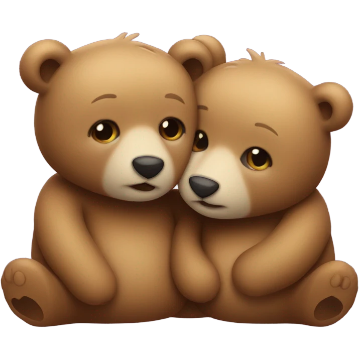 Two little bears snuggling together in love emoji