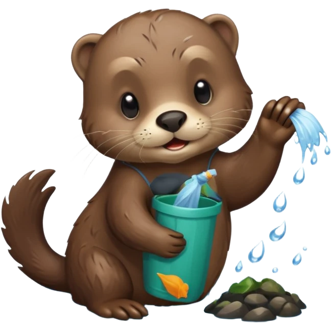an otter picking up trash emoji