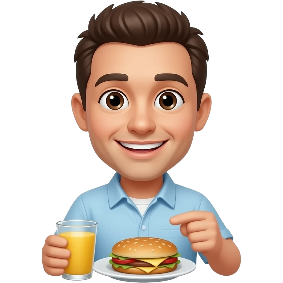 Yellow smiley emoji with good morning breakfast emoji