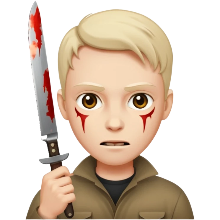 a evil face with a knife in their hand and te emoji tu be just the head and the hand with the knife emoji