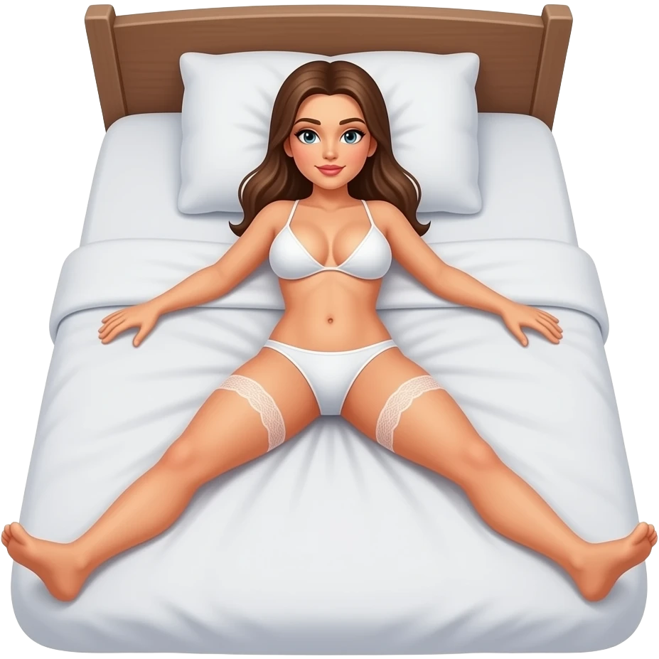 A man putting his cock inside Naked girl big boobs and sexy pussy laying on a bed with her legs open emoji