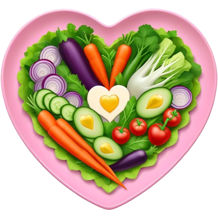green salad in a pink heart shaped plate   emoji