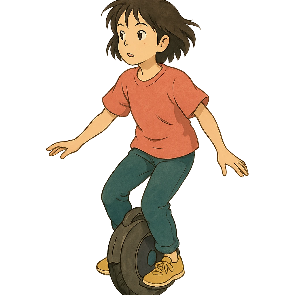 asian girl riding a electric unicycle emoji