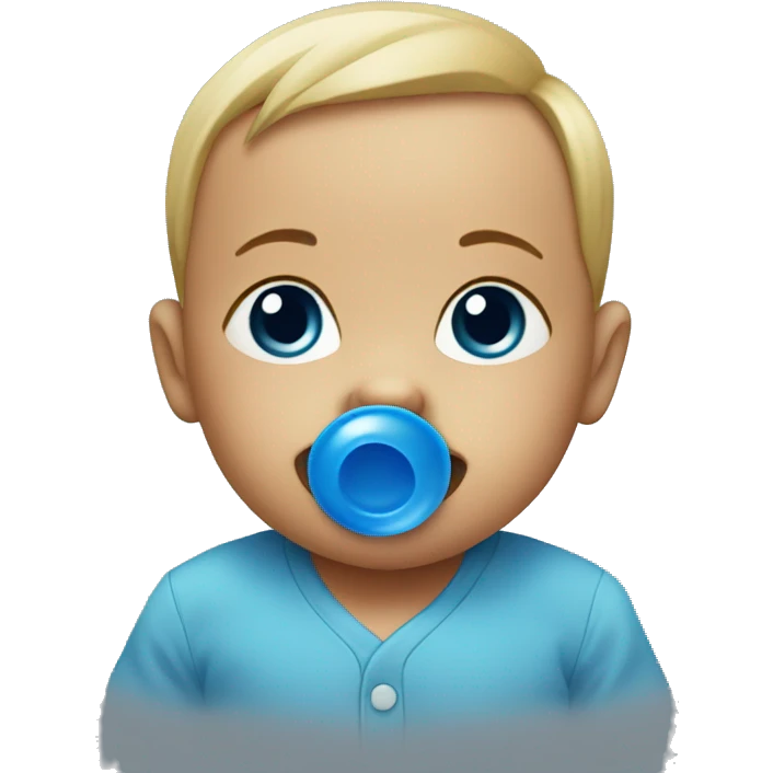 Baby boy with a blue pacifier emoji