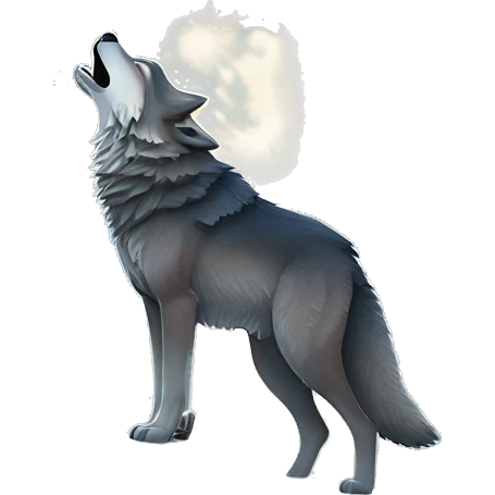 Wolf howling at moon in a snowstorm with mountains  emoji