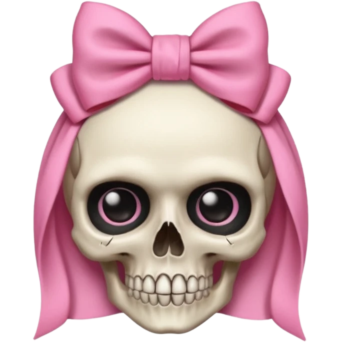 A skull with a pink bow on her head emoji