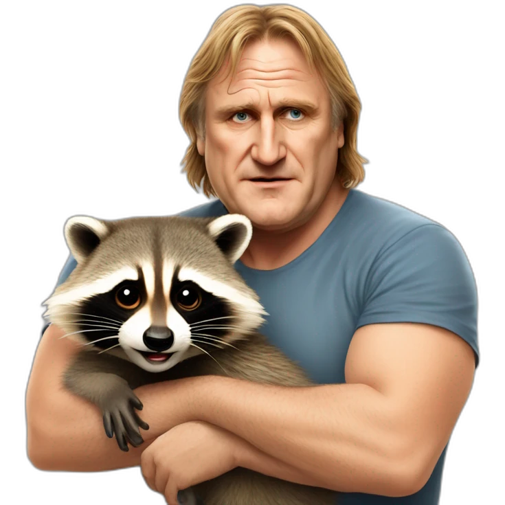 Gerard Depardieu with racoon emoji