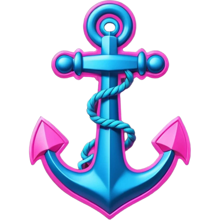 A cyberpunk neon sign with an anchor on it emoji