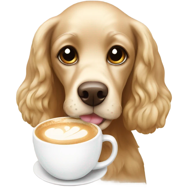 blonde spaniel drinking capucino emoji