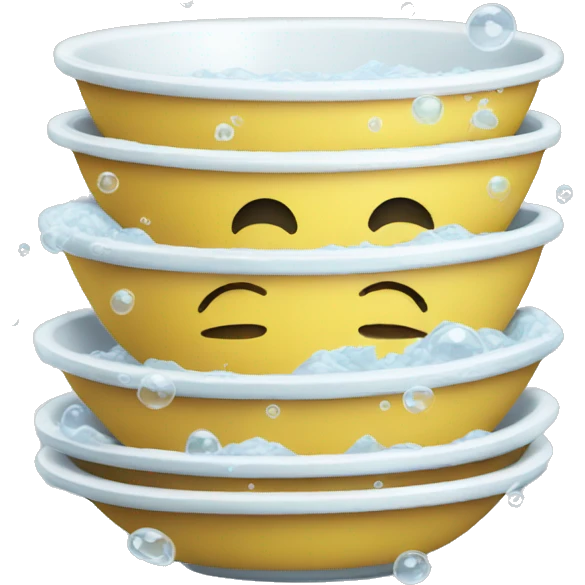 clean stack of dishes with bubbles emoji
