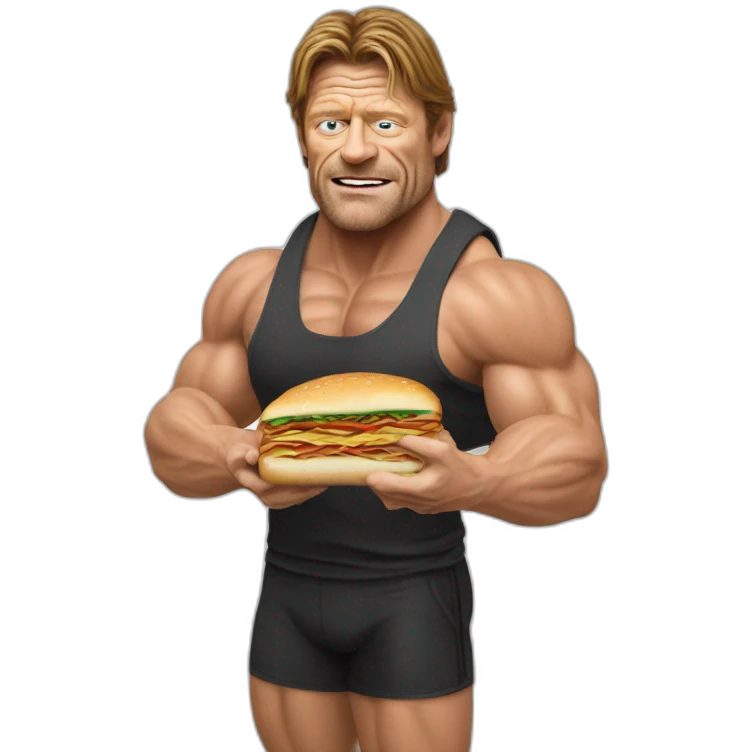 Bodybuilding Sean Bean eating a sandwhich emoji