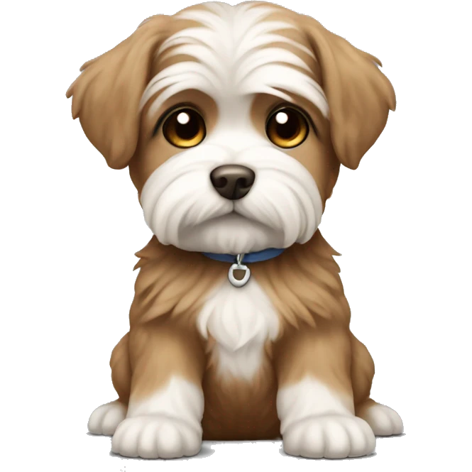brown maltese puppy, tied hair  emoji