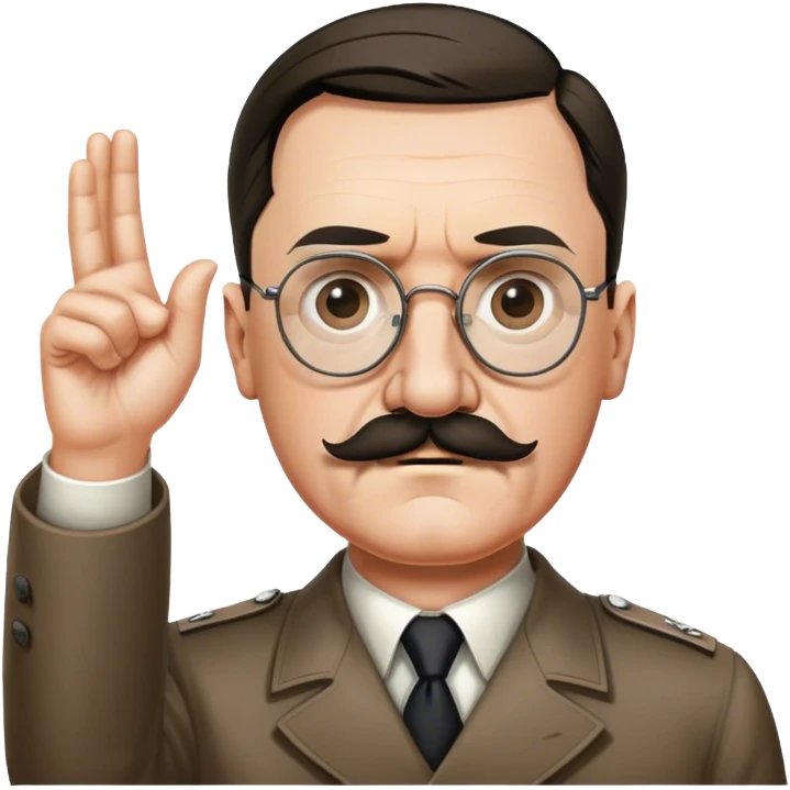 Adolf hitler  add glasses and mak the mustache only under his nose and add an arm straight out  emoji