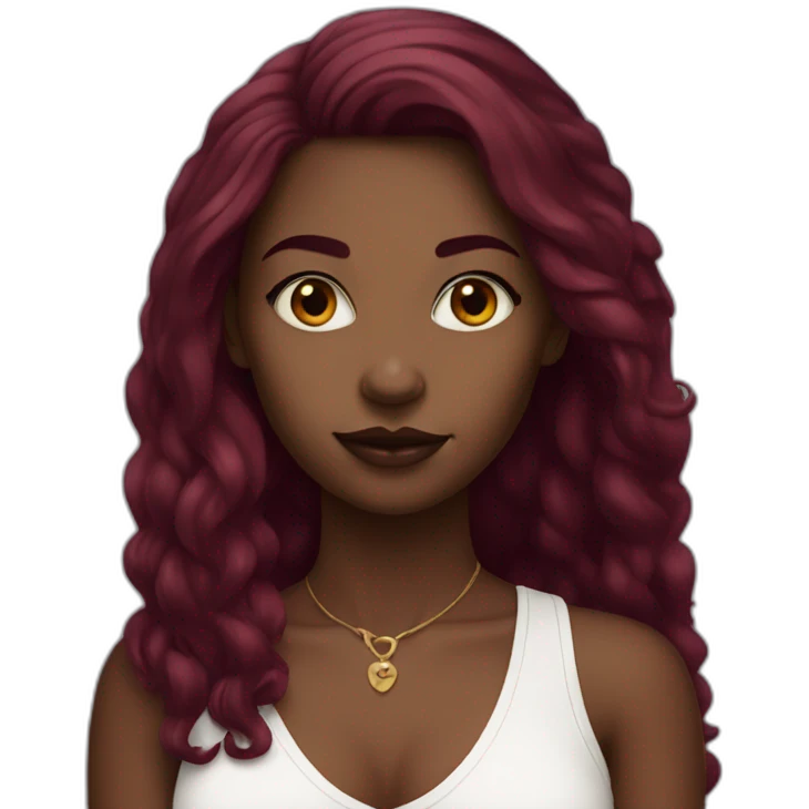 dark girl with long burgundy hair piercing brow  emoji