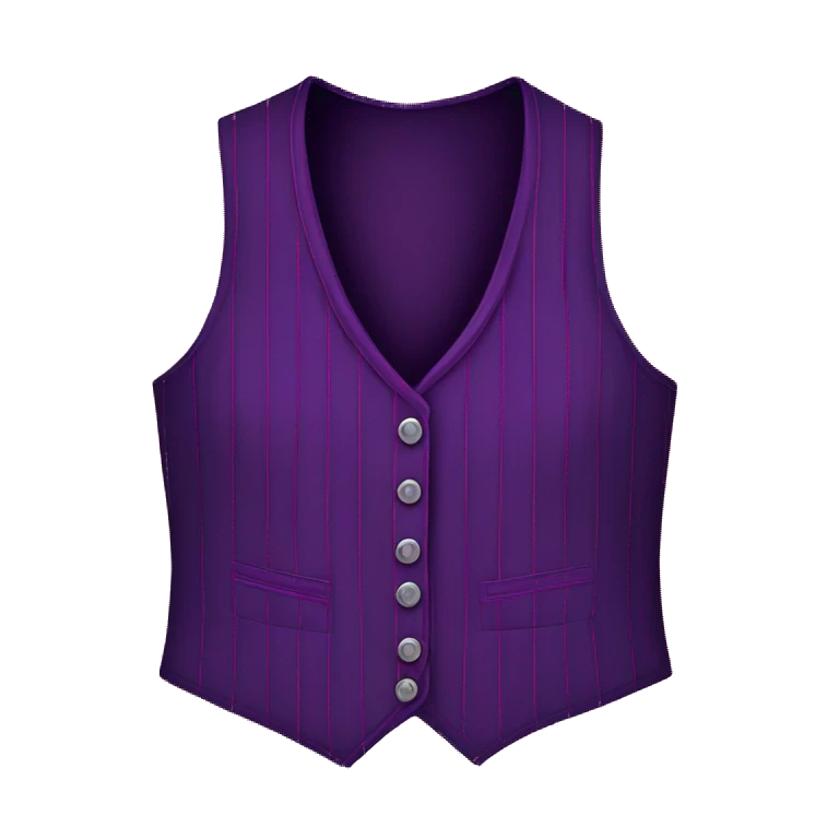 Realistic isolated dark purple and magenta pinstriped feminine fashion hater top vest. emoji