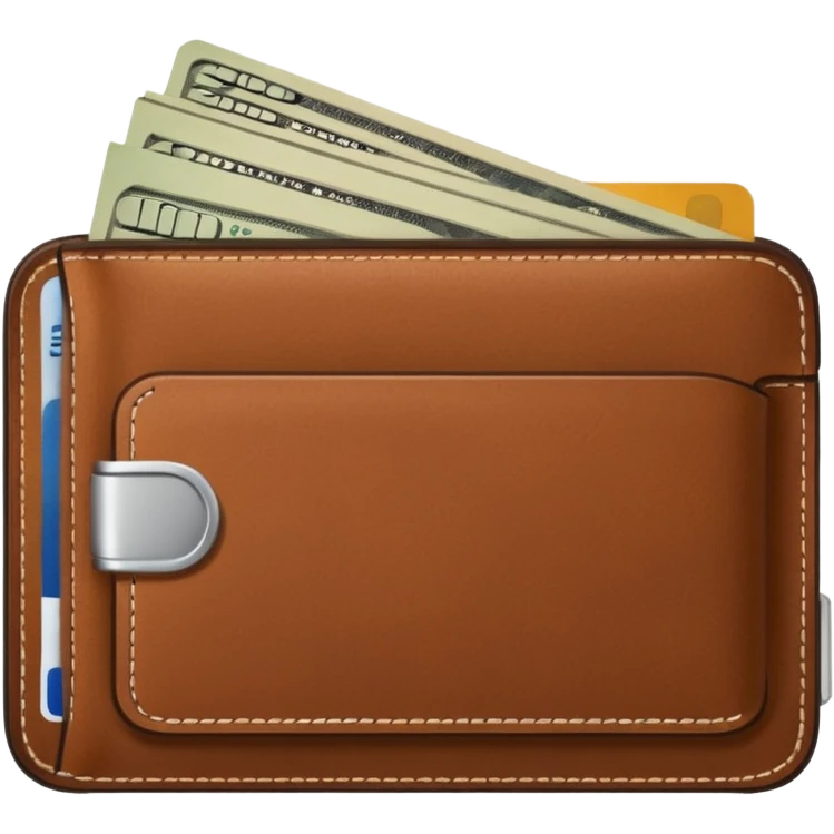 portefeuille marron avec quelques billets et carte bancaire emoji