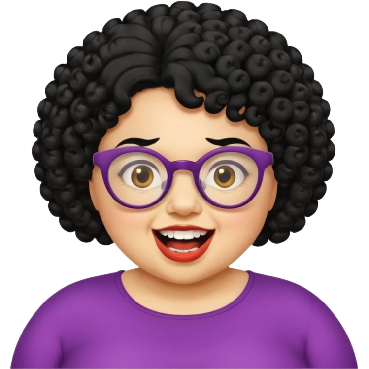 short fat lady with glasses ,crooked teeth and crazy curly black hair emoji