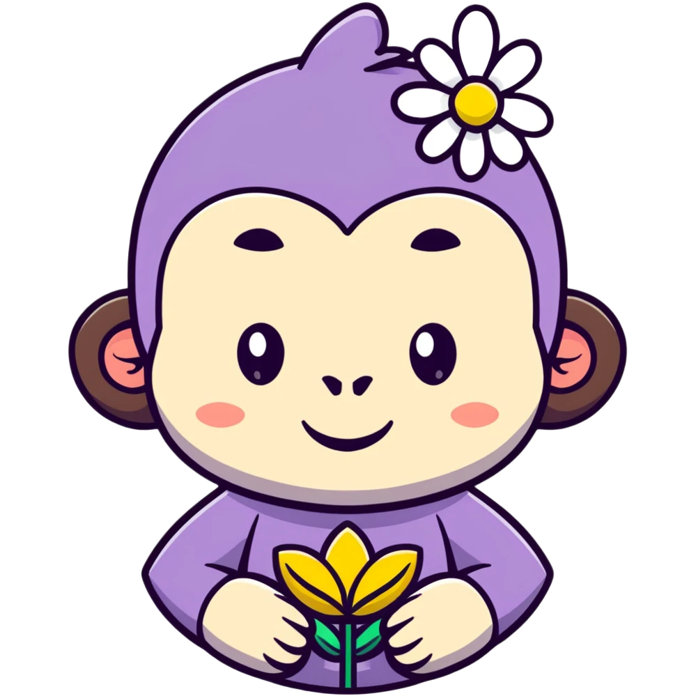 cute girl ape face with flower emoji