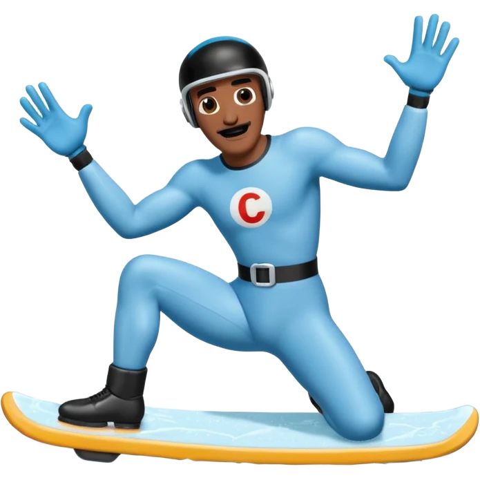 Frozone retro sticker, sliding on ice, playful expression, vintage sticker look written "c'est carré dans l'axe" emoji