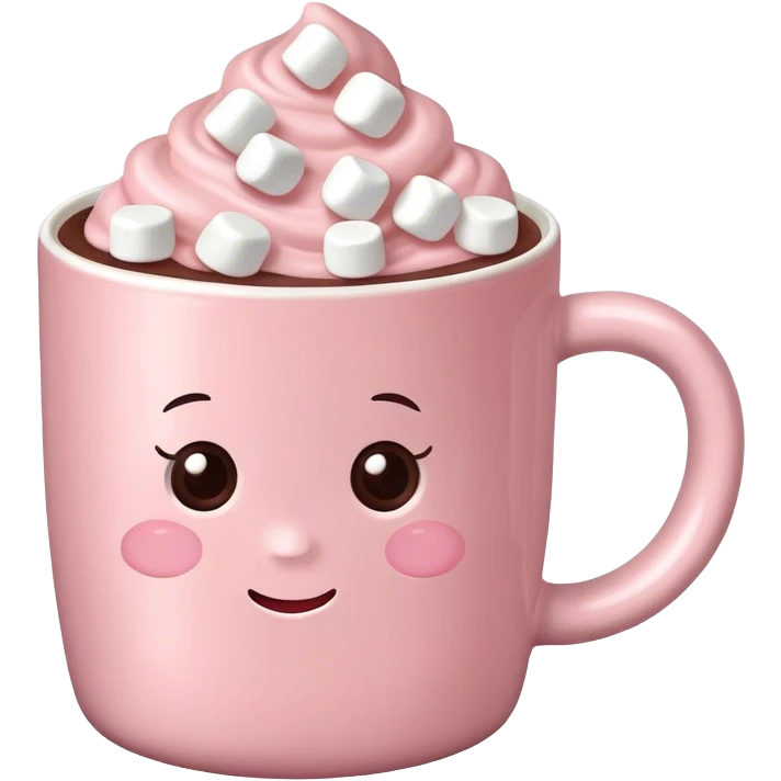 Light Pink mug of hot chocolate with marshmallows  emoji
