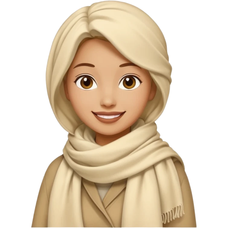 A woman wearing a cream pashmina who likes to walk emoji