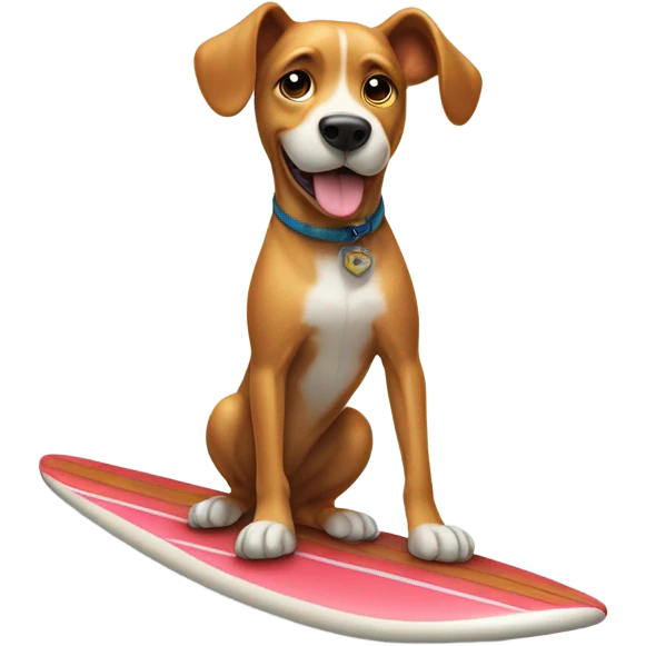 Dog riding surf board emoji
