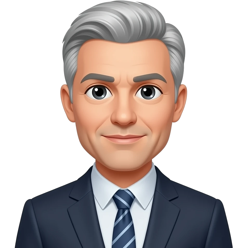 ceo man gray hair dark eyes emoji