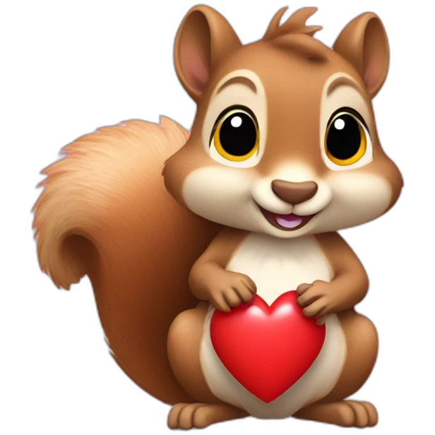 a squirrel holds a red heart in its paws emoji