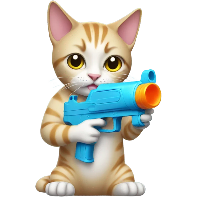 cat with water gun emoji