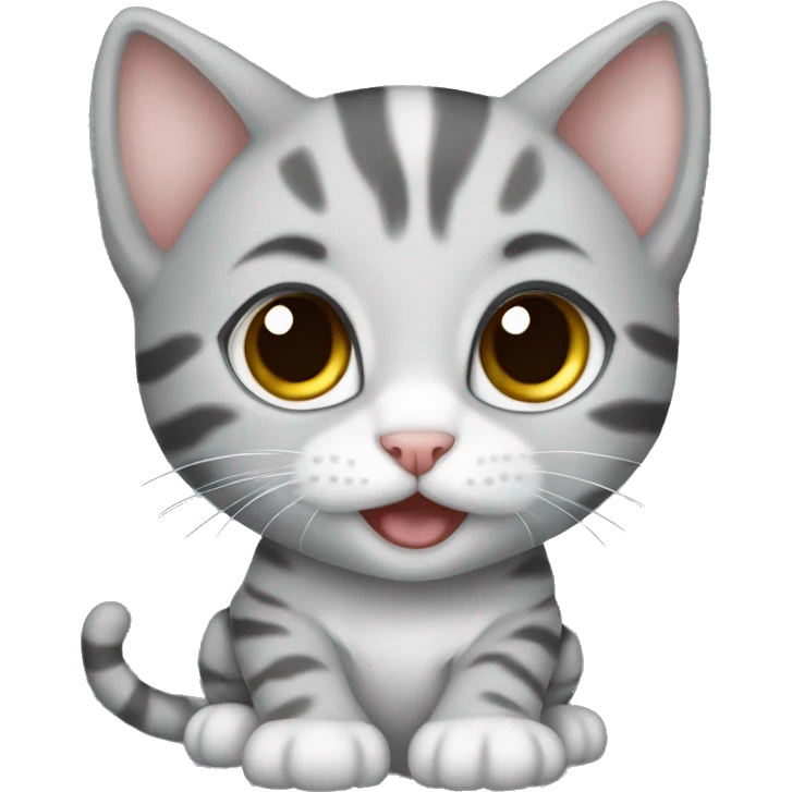 gray kitten 3 months old with tiger color emoji