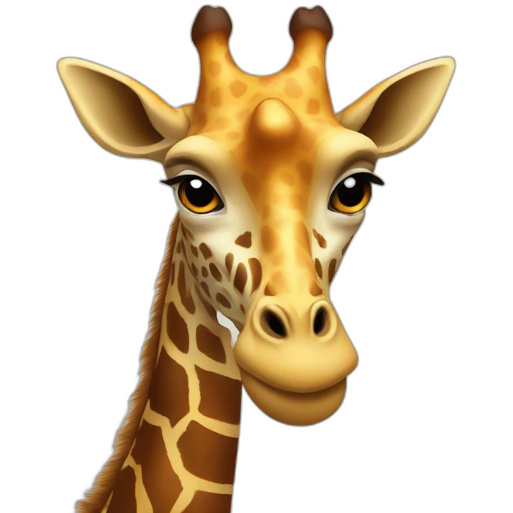 a giraffe with a human nose and devil ears emoji