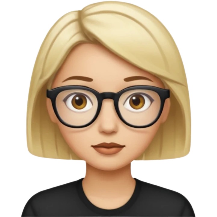 женщина с очень короткими светлыми волосами и темными корнями в очках и карими глазами и светлой кожей emoji