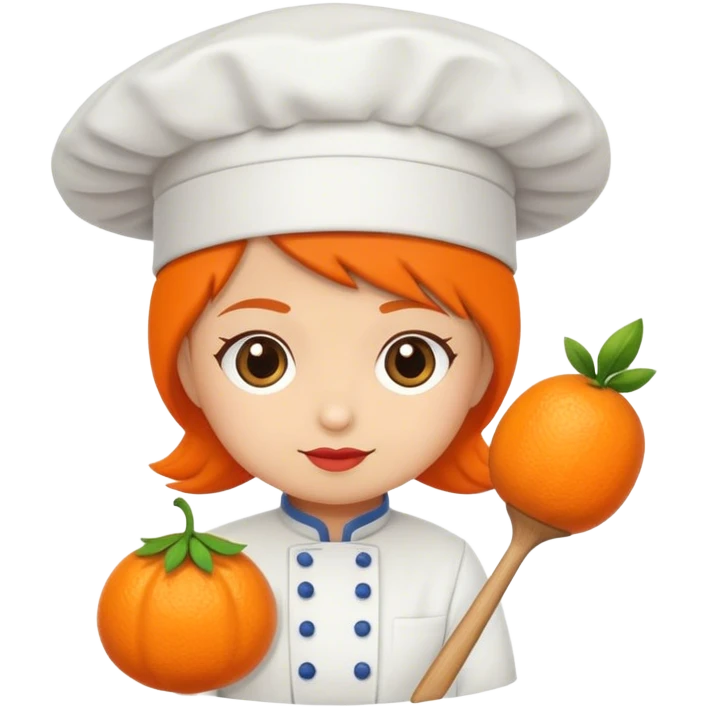 zorrita naranja rojiza con un pequeño gorrito de chef y un mandil  emoji