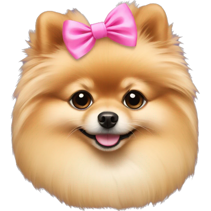pomeranian with pink bow  emoji